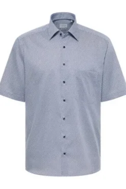 ETERNA Hemd blau gepunktet Comfort Fit Kurzarm