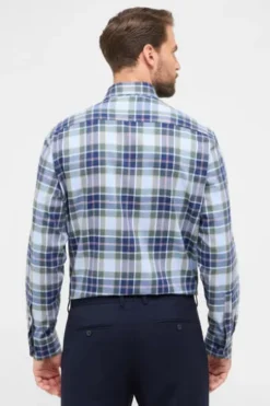 ETERNA Hemd blau kariert comfort fit Langarm