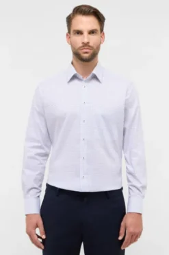 ETERNA Hemd blau kariert Comfort Fit Langarm