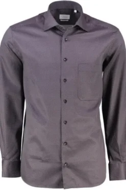 ETERNA Hemd bordeaux/blau gepunktet Comfort Fit Langarm