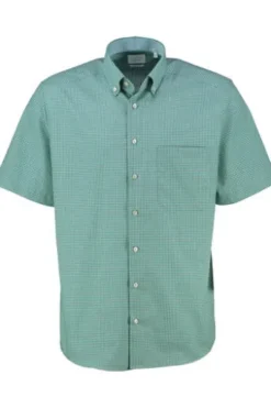 ETERNA Hemd grün kariert Comfort Fit Kurzarm Button-down