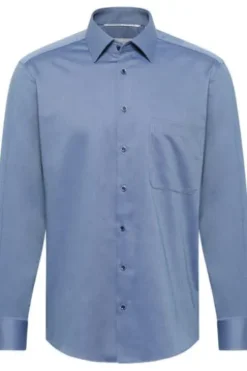 ETERNA Hemd marine gemustert Comfort Fit Langarm