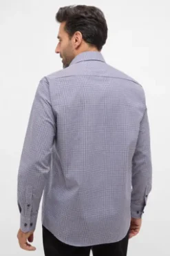 ETERNA Hemd marine kariert Comfort Fit Langarm Button-down