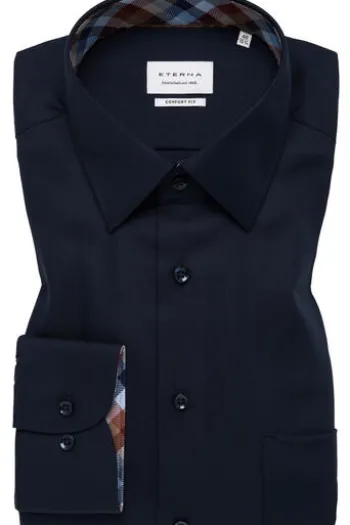 ETERNA Hemd navy comfort fit Langarm