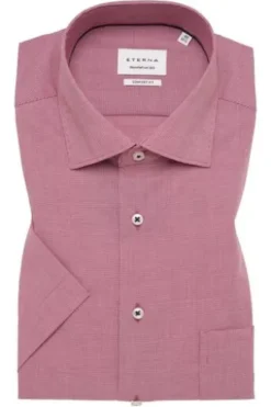 ETERNA Hemd Rot gemustert Comfort Fit Kurzarm