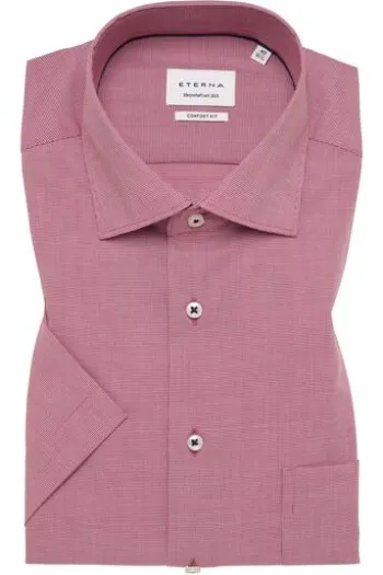 ETERNA Hemd Rot gemustert Comfort Fit Kurzarm