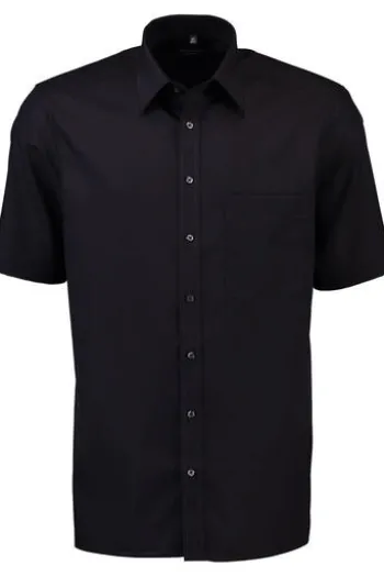 ETERNA Hemd schwarz Comfort Fit Kurzam Popeline
