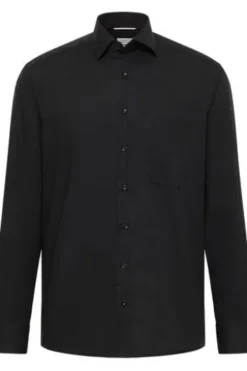 ETERNA Hemd schwarz Comfort Fit Langarm Popeline