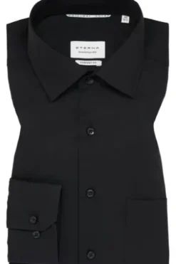 ETERNA Hemd schwarz Comfort Fit Langarm Popeline