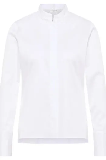 ETERNA Langarm-Bluse weiß mit Stehkragen - Satin