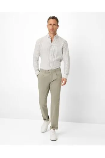 EUREX BY BRAX Bundfalten Baumwoll Hose Fred khaki