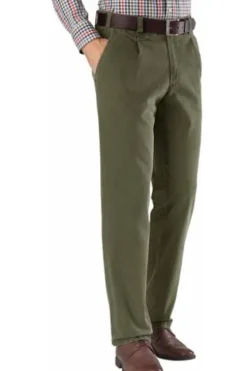 EUREX BY BRAX Bundfalten-Jeans Fred oliv kariert Regular Fit Langarm