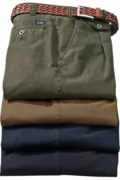 EUREX BY BRAX Bundfalten-Jeans Fred oliv kariert Regular Fit Langarm