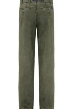 EUREX BY BRAX Bundfalten-Jeans Fred oliv kariert Regular Fit Langarm