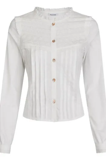 FELICITAS Bluse weiß mit Spitzeneinsatz