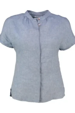 FELICITAS Leinen-Bluse rauchblau 1/2-Arm in hautsympathischer Natur-Qualität