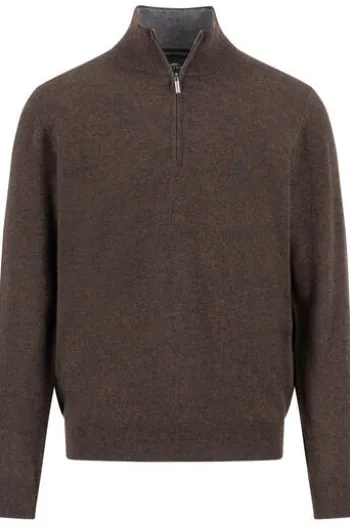 FYNCH HATTON Cashmere Troyer dark chocolate Casual Fit