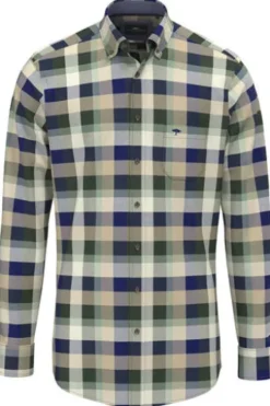 FYNCH HATTON Flanell Hemd dark ivy kariert Casual Fit