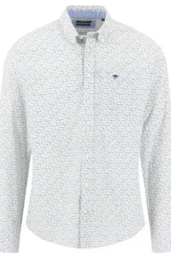 FYNCH HATTON Hemd avocado gemustert Casual Fit