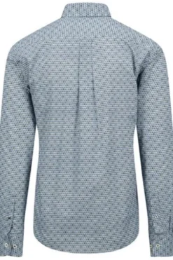 FYNCH HATTON Hemd blau/grün gemustert Regular Fit Langarm Button-Down