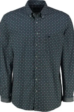 FYNCH HATTON Hemd blau/rot gemustert Regular Fit Langarm Button-Down