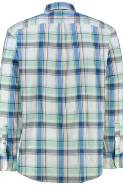 FYNCH HATTON Hemd grün/blau kariert Comfort Fit Langarm Button-down