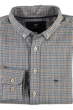FYNCH HATTON Hemd marine kariert Regular Fit Langarm