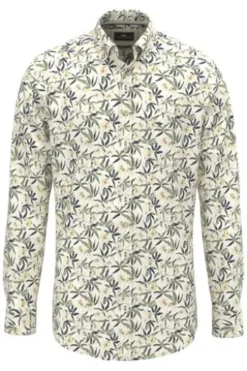 FYNCH HATTON Hemd pale yellow geblümt Casual Fit