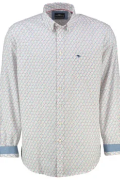 FYNCH HATTON Hemd rot gepunktet Comfort Fit Langarm
