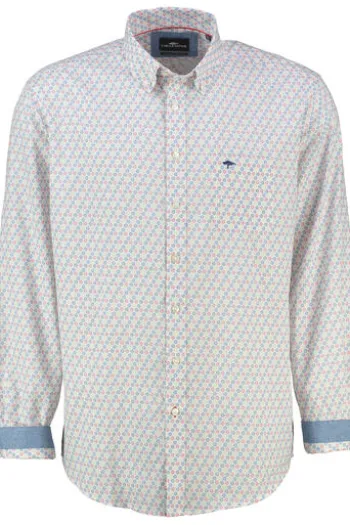 FYNCH HATTON Hemd rot gepunktet Comfort Fit Langarm
