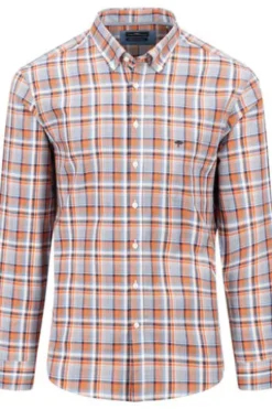 FYNCH HATTON Hemd rot kariert Langarm Button-Down