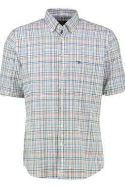 FYNCH HATTON Hemd rot kariert Regular Fit Kurzarm