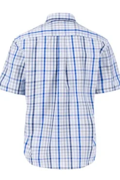 FYNCH HATTON Hemd strong blue kariert Regular Fit Kurzarm