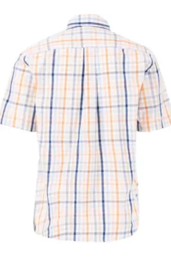 FYNCH HATTON Hemd sunny orange kariert Regular Fit Kurzarm
