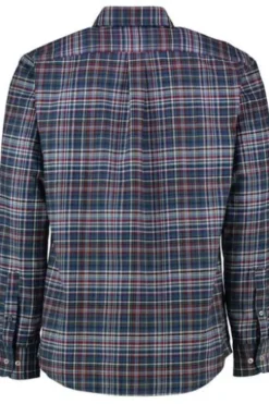 FYNCH HATTON Leicht Flanell Hemd blau/rot kariert Regular Fit Langarm