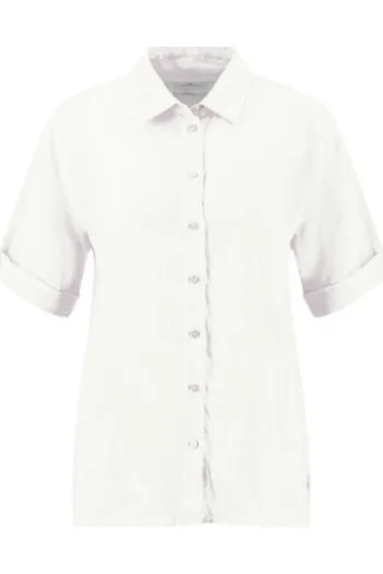 FYNCH HATTON Leinen-Bluse milk Kurzarm