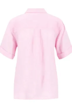 FYNCH HATTON Leinen-Bluse sorbet rose Kurzarm