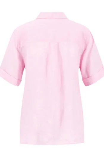 FYNCH HATTON Leinen-Bluse sorbet rose Kurzarm