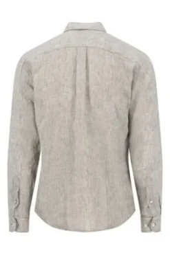 FYNCH HATTON Leinen Hemd dark khaki Casual Fit