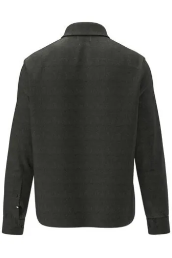 FYNCH HATTON Leinen Overshirt Herringbone dark khaki Casual Fit