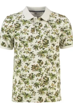 FYNCH HATTON Polo-Shirt cement geblümt Casual Fit