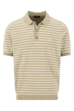 FYNCH HATTON Polo-Shirt pistachio gestreift Casual Fit