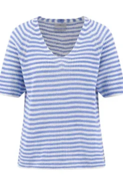 FYNCH HATTON Pullover cornflower blue gestreift Kurzarm