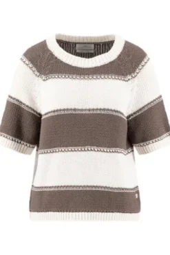 FYNCH HATTON Pullover milk gestreift Kurzarm