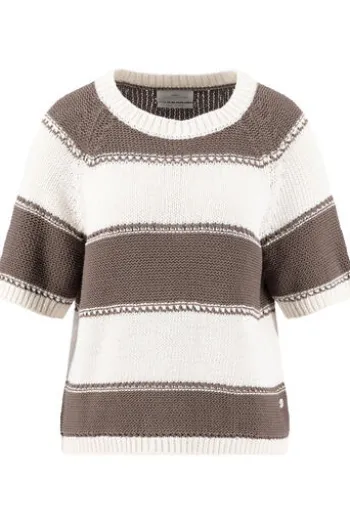 FYNCH HATTON Pullover milk gestreift Kurzarm