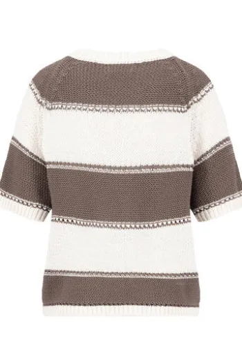 FYNCH HATTON Pullover milk gestreift Kurzarm
