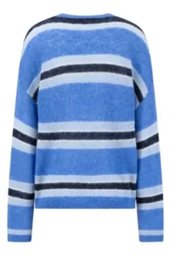 FYNCH HATTON Pullover pacific blue gestreift in softer Woll-Mixqualität