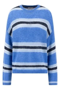 FYNCH HATTON Pullover pacific blue gestreift in softer Woll-Mixqualität