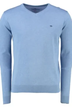 FYNCH HATTON V-Ausschnitt Pullover crystal blue Casual Fit