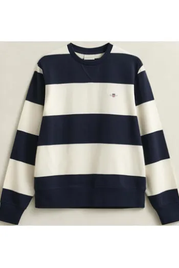 GANT C-Neck Sweatshirt evening blue gestreift Regular Fit